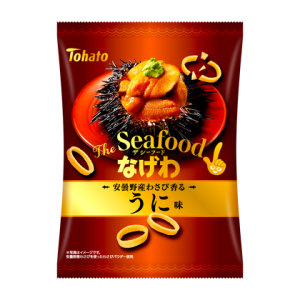 Tohato, “Nagewa Seafood”, ringförmige Kartoffelsnack, Uni- und Wasabi-Geschmack, Seeigel, – 50g