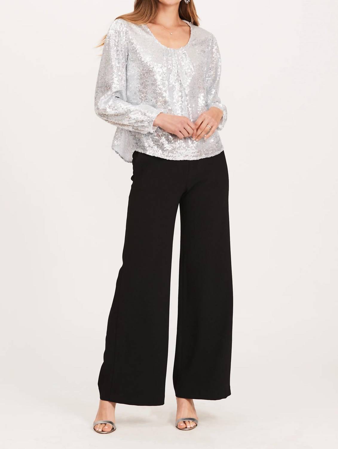 Kathy Crepe Palazzo Hose in Schwarz