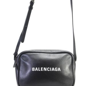 Balenciaga Damen Zip Closure Ville Logo Leder Umhängetasche Schwarz