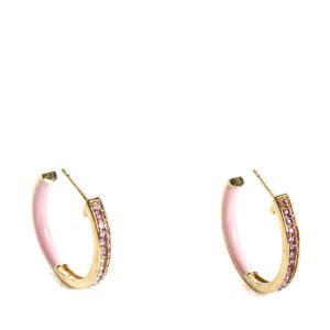 Rarities Damen-Ohrstecker aus vergoldetem Sterlingsilber mit rosa Emaille und Amethyst