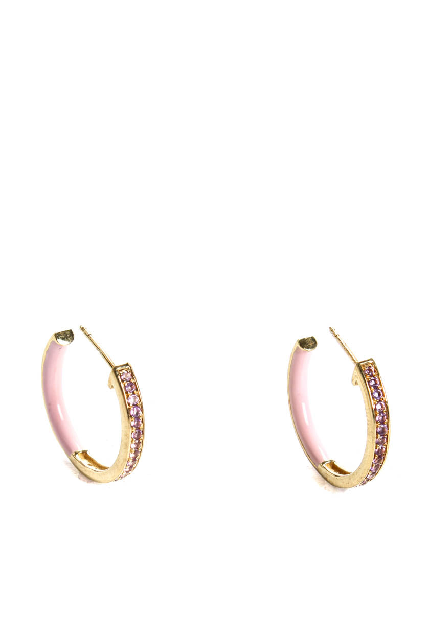 Raritäten Damen Sterling Silber vergoldet rosa Emaille Amethyst Ohrstecker
