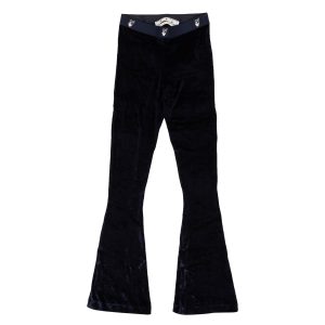 Blaue ausgestellte Velours-Leggings