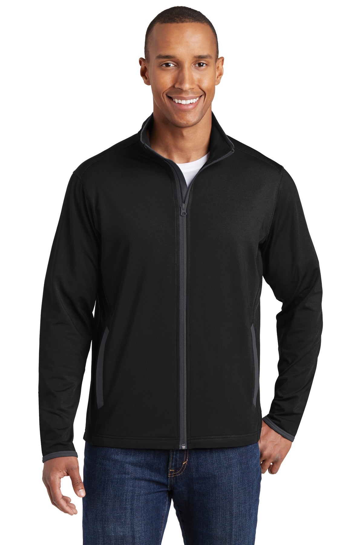 Sport-Tek Herren Sport-Wick Stretch Contrast Jacke mit durchgehendem Reißverschluss