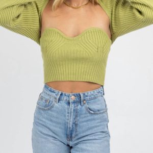 Tube Top und Bolero Pullover Set in Kiwi
