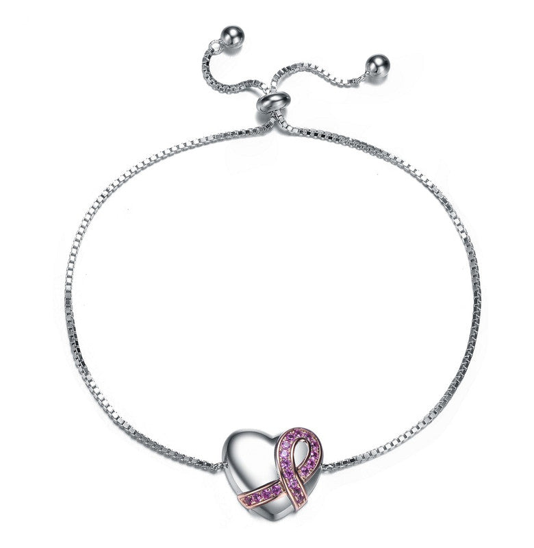 Teens / junge Erwachsene Weißgold überzogen mit Herz Charm verstellbares Armband