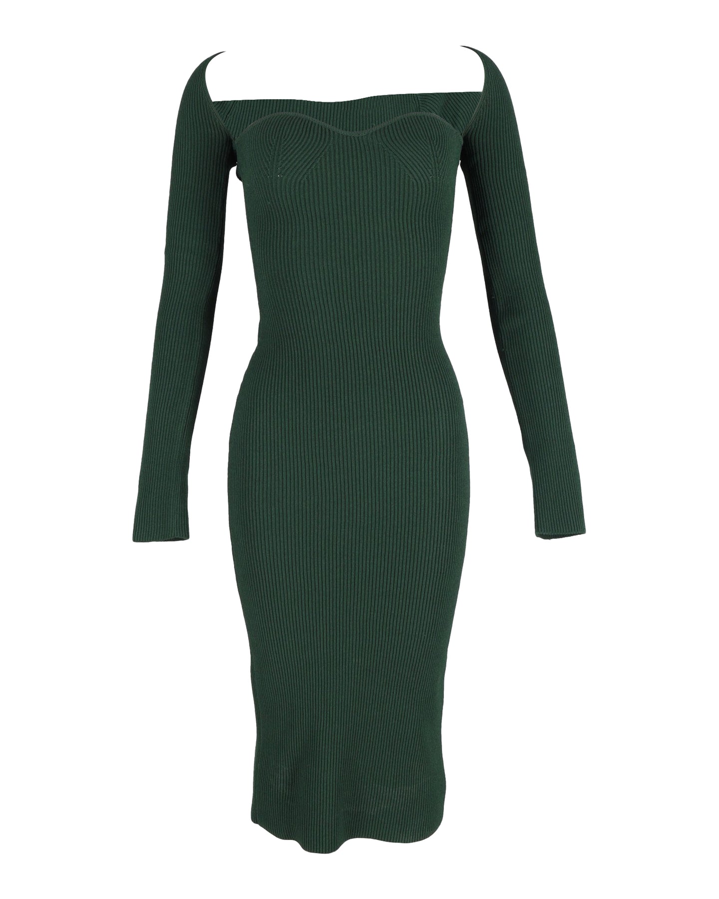 Khaite Beth Midikleid mit Rippenmuster aus grüner Viskose