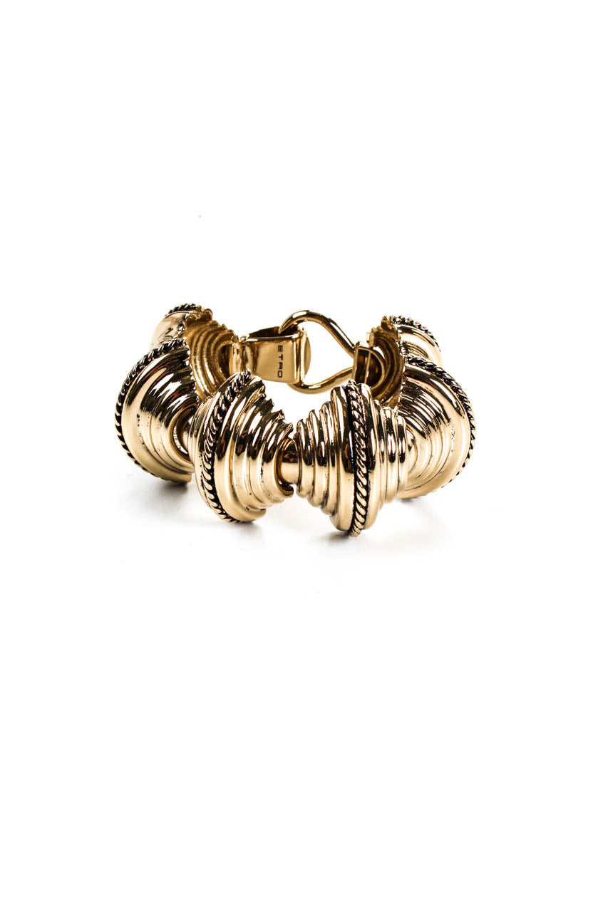 Etro Gold Ton Messing Metall Push Verschluss Boho-Luxe Armband Gold