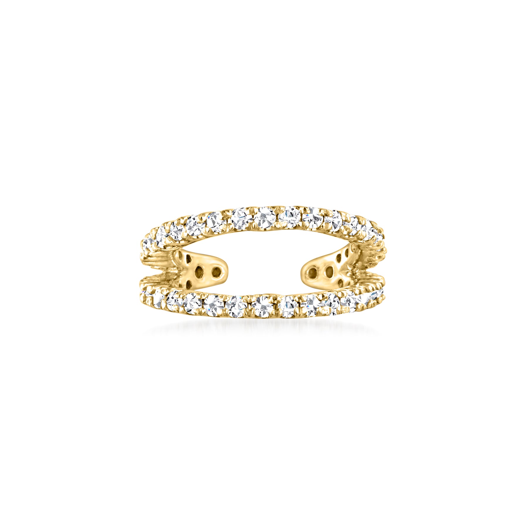 RS Pure Von Ross-Simons Diamant 2-reihige Einzelohr Manschette in 14kt Gelbgold
