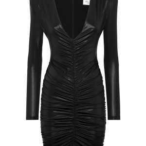 Lame-Minikleid mit gepolsterten Schultern
