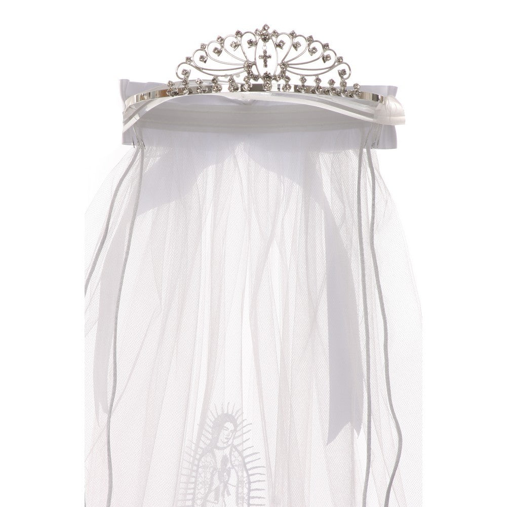 Mädchen weiß Jungfrau Maria Tiara Kommunion Blumenmädchen Schleier