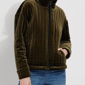 Shea-Steppjacke aus Samt in Green Meadow