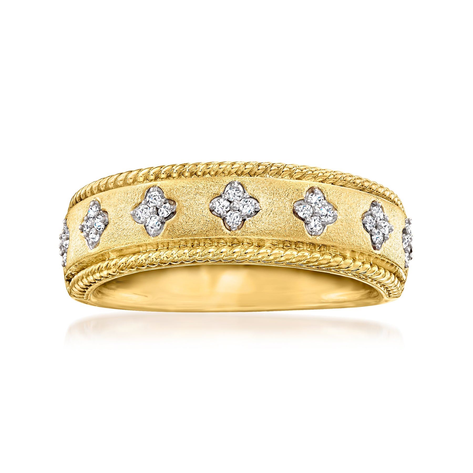 Ross-Simons Diamant Clover Ring aus 18kt Gold über Sterling