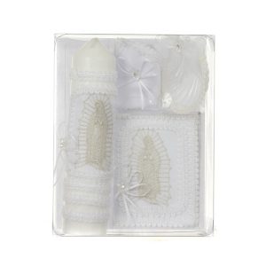 Unisex Weiß Jungfrau Maria Detail Spanische Version Taufe Kerze Set