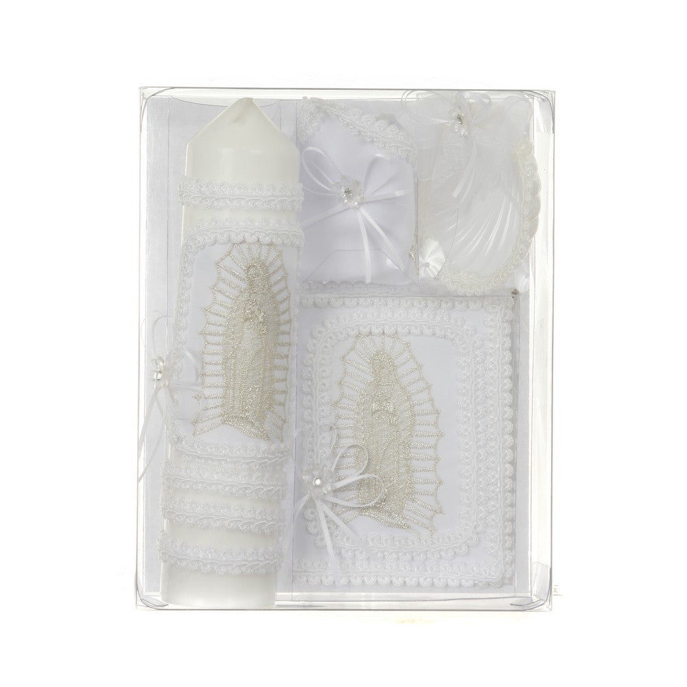 Unisex Weiß Jungfrau Maria Detail Spanische Version Taufe Kerze Set