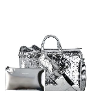 Brooklyn Monogram Metallic-Ledertasche