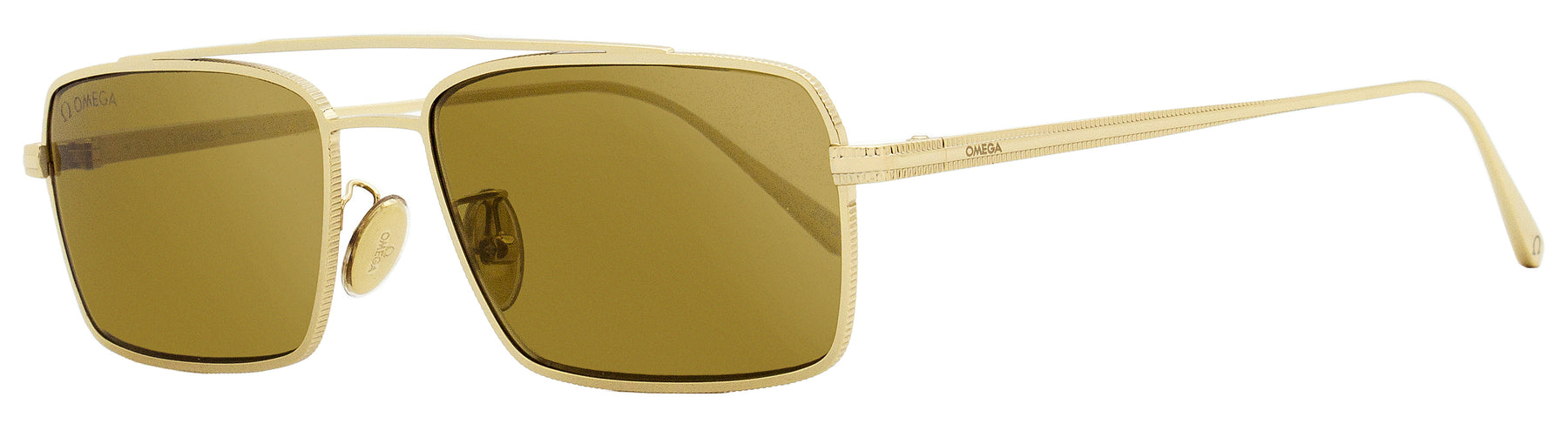 Omega Herren Rechteckige Sonnenbrillen OM0028H 32G Gold 56mm