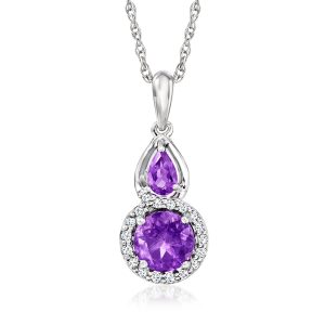 Ross-Simons Amethyst Anhänger Halskette mit Diamanten in Sterling Silber