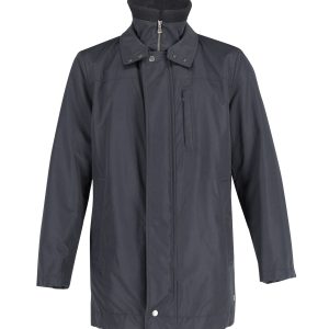 Hugo Boss Wattierter Parka-Mantel mit Reißverschluss aus schwarzem Nylon