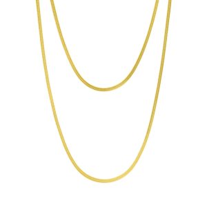 Tarnish Resistant 14k Gold überzogen Doppel Herringbone Kette Halskette