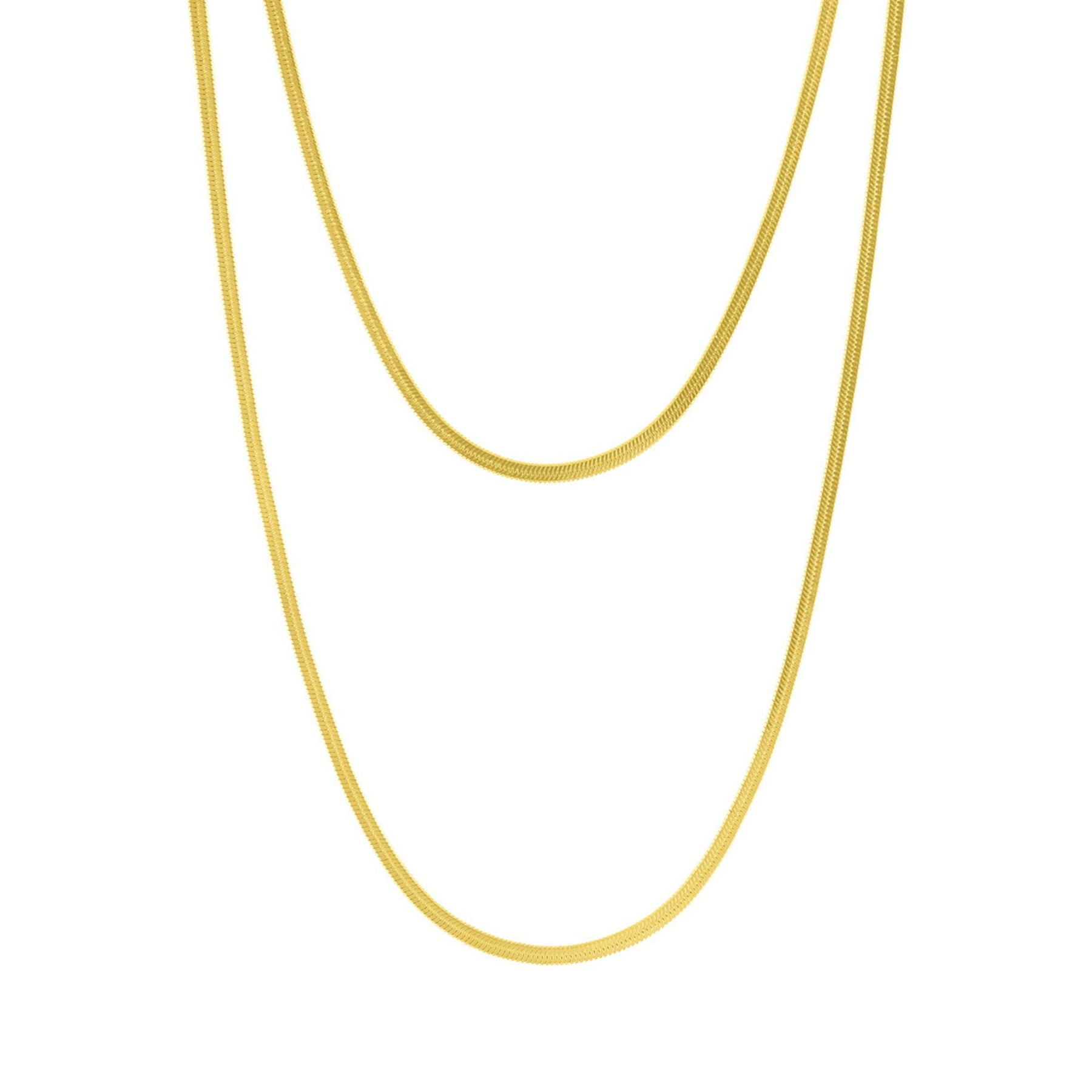 Tarnish Resistant 14k Gold überzogen Doppel Herringbone Kette Halskette