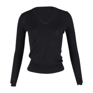 Saint Laurent Pullover mit V-Ausschnitt aus schwarzer Wolle