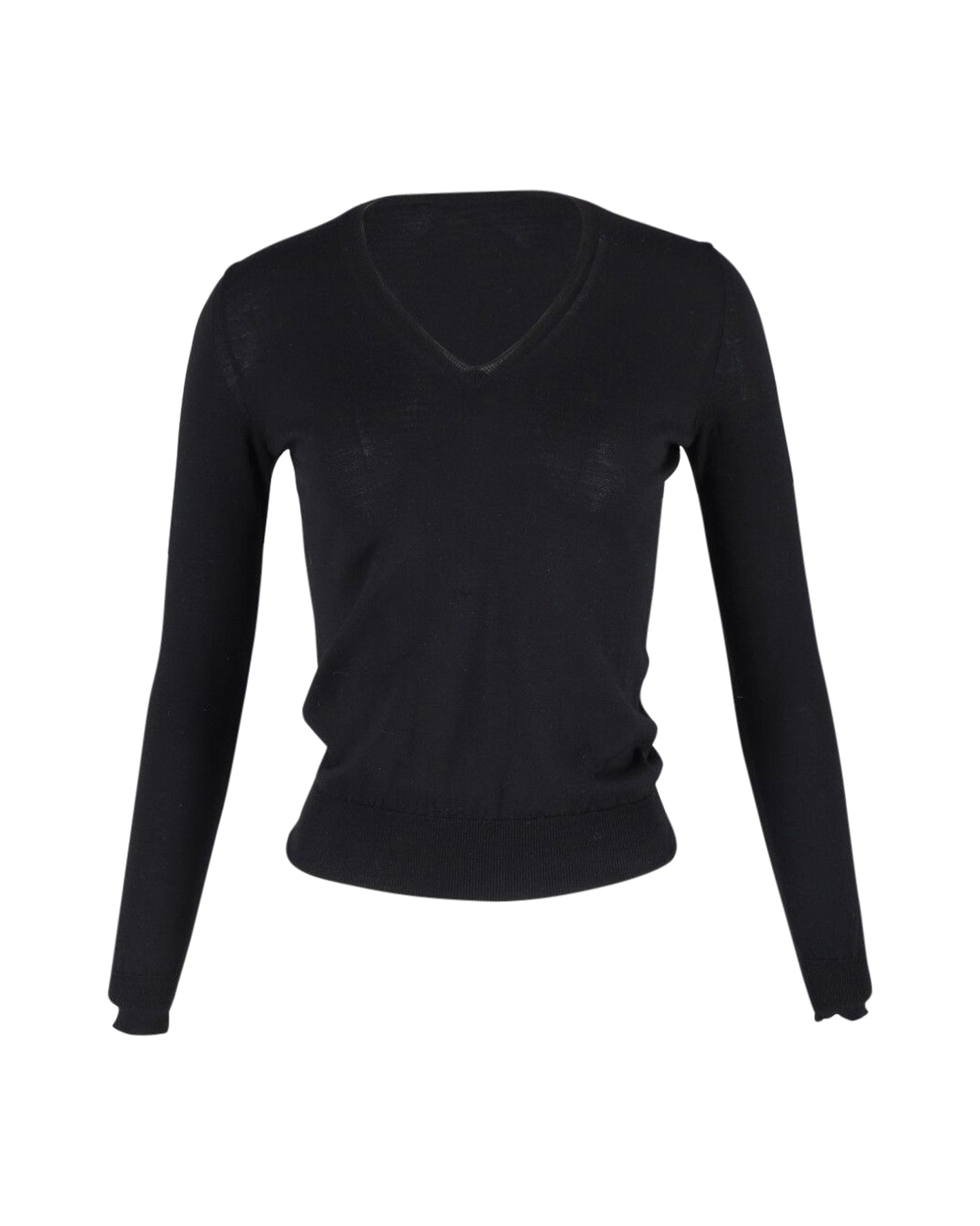 Saint Laurent Pullover mit V-Ausschnitt aus schwarzer Wolle
