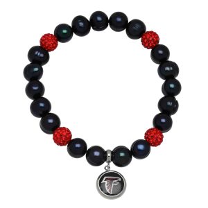 Atlanta Falcons Stretch Perle & Kristall Armband in Schwarz/Rot
