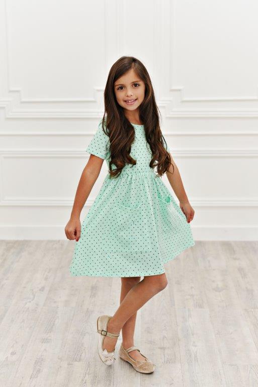 Polka Dot Minze Twirl Kleid