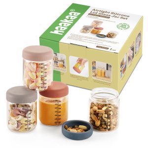 Haakaa Vorratsdosen-Set aus versiegeltem Glas – 4 x 7 oz Glasdosen