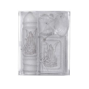 Unisex weiß Engel Stickerei spanische Version Taufe Kerze Set