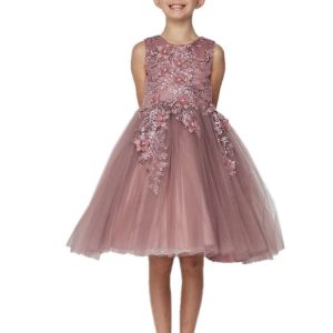 Mädchenkleid für Mädchen, lila, 3D-Blumenapplikationen, weicher Tüll, Ostern, Blumenmädchenkleid, Größe 2–12