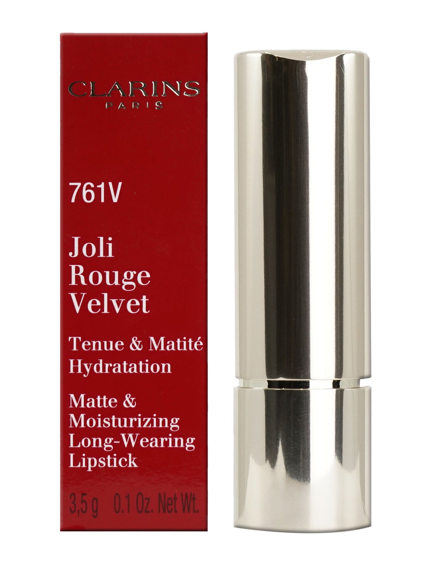 Clarins Joli Rouge Samt 761V Würzige Chili Longwear Matte Lippenstift 0,1 OZ