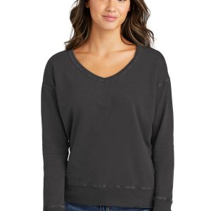 Port & Company Stückgefärbtes Damen-Sweatshirt mit V-Ausschnitt in Strandwäsche