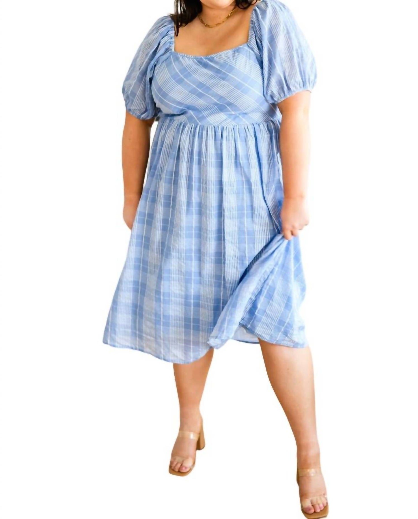 Top der Klasse Kleid in blau kariert