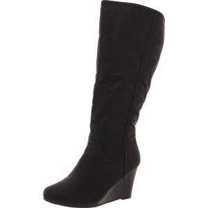 Feste Keilstiefel aus Kunstleder