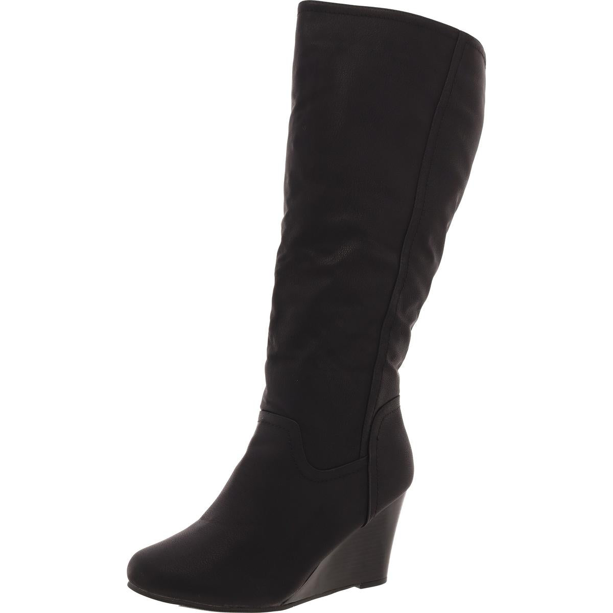 Solide Kunstleder Keil Stiefel