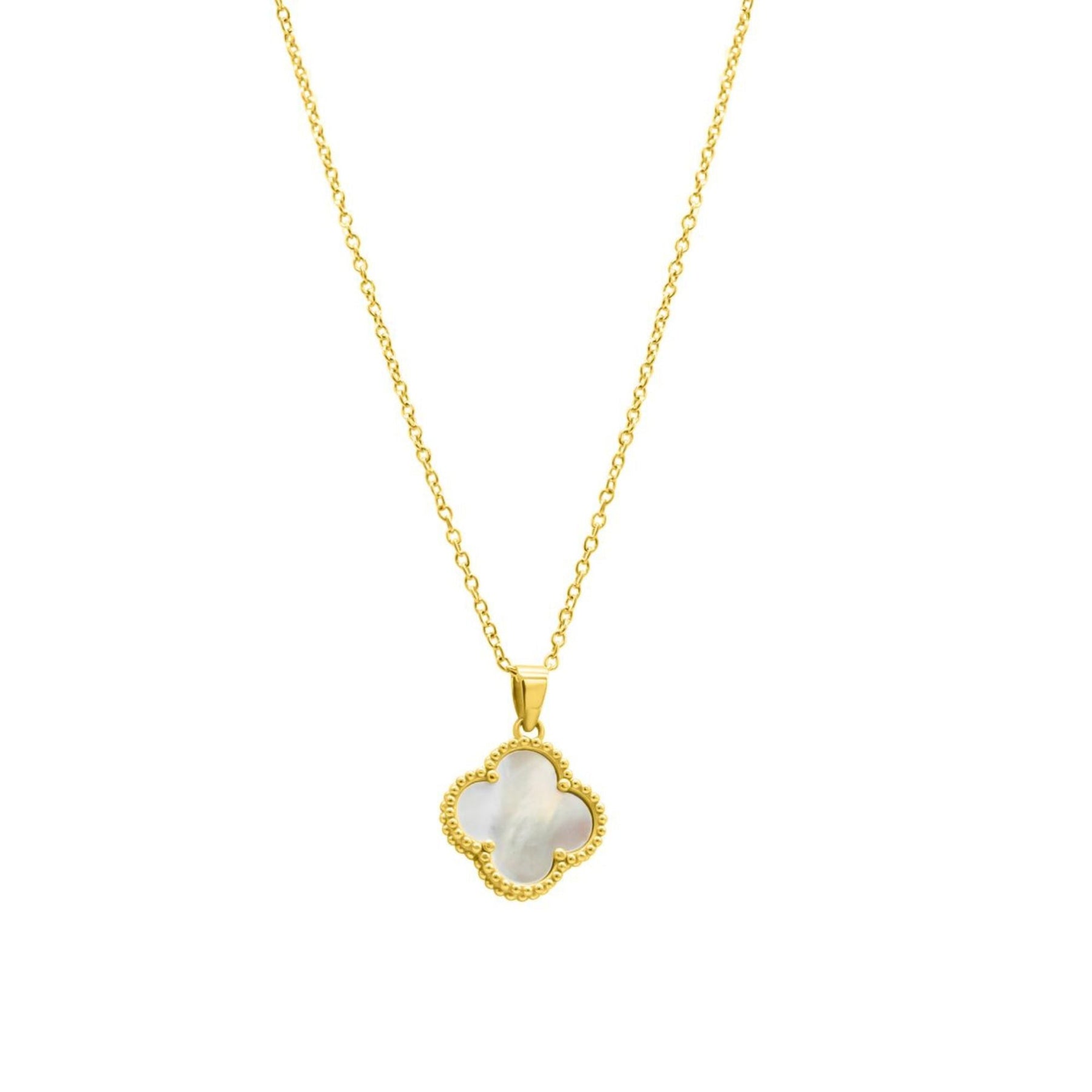 14k Gold überzogenes Weiß Mother Von Perle Flower Halskette