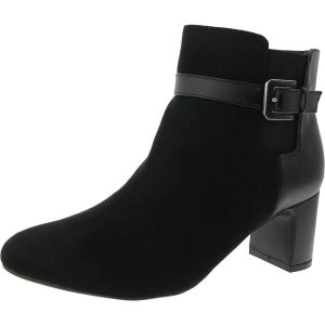 Echtleder-Stiefeletten aus Wildlederimitat mit Gürtel