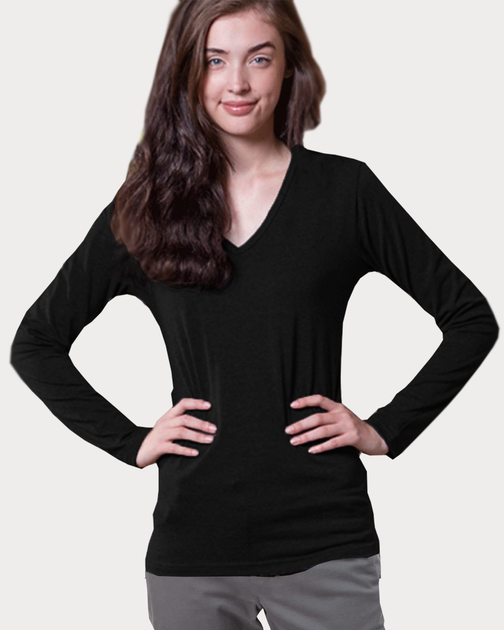 In Ihrem Gesicht Damen V-Ausschnitt Langarm T-Shirt