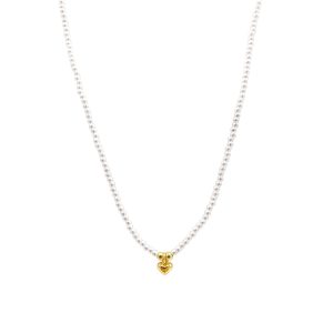 14k Gold überzogene Seed Perle und Herz Charm Halskette