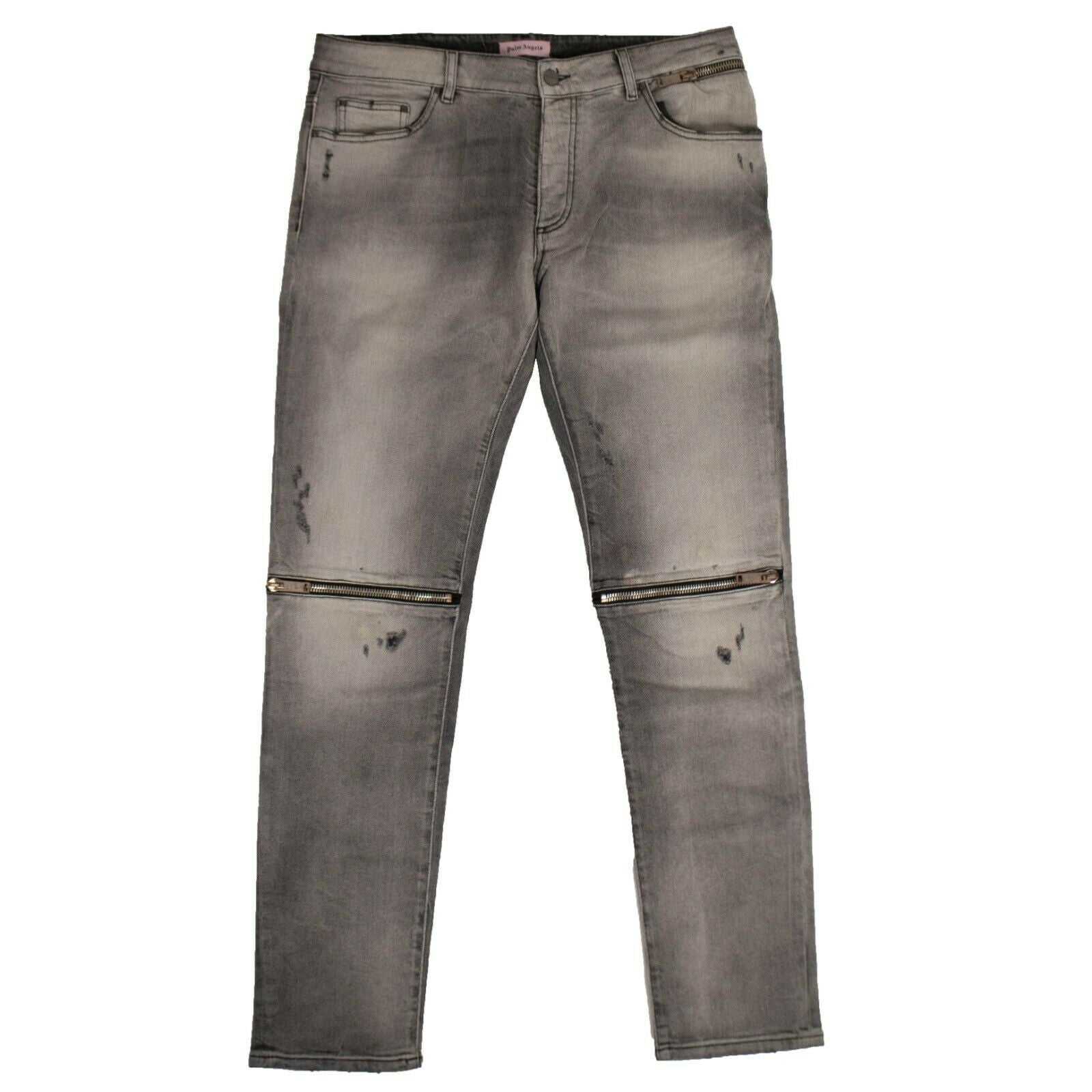 Herren Schwarz Faded Zipped Detail Skinny Jeans