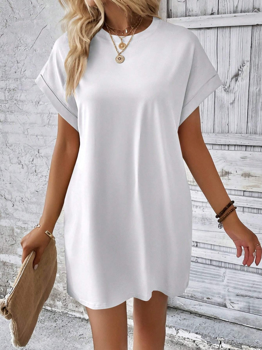 Rundhalsausschnitt Kurzarm Minikleid