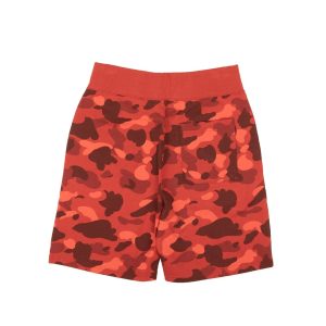 Rote Baumwoll-Sweatshorts mit Tarnmuster
