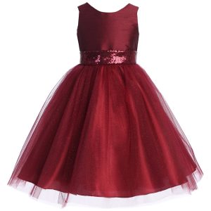 Blumenmädchenkleid für große Mädchen mit Pailletten und Glitzertüll, Größe 18,5