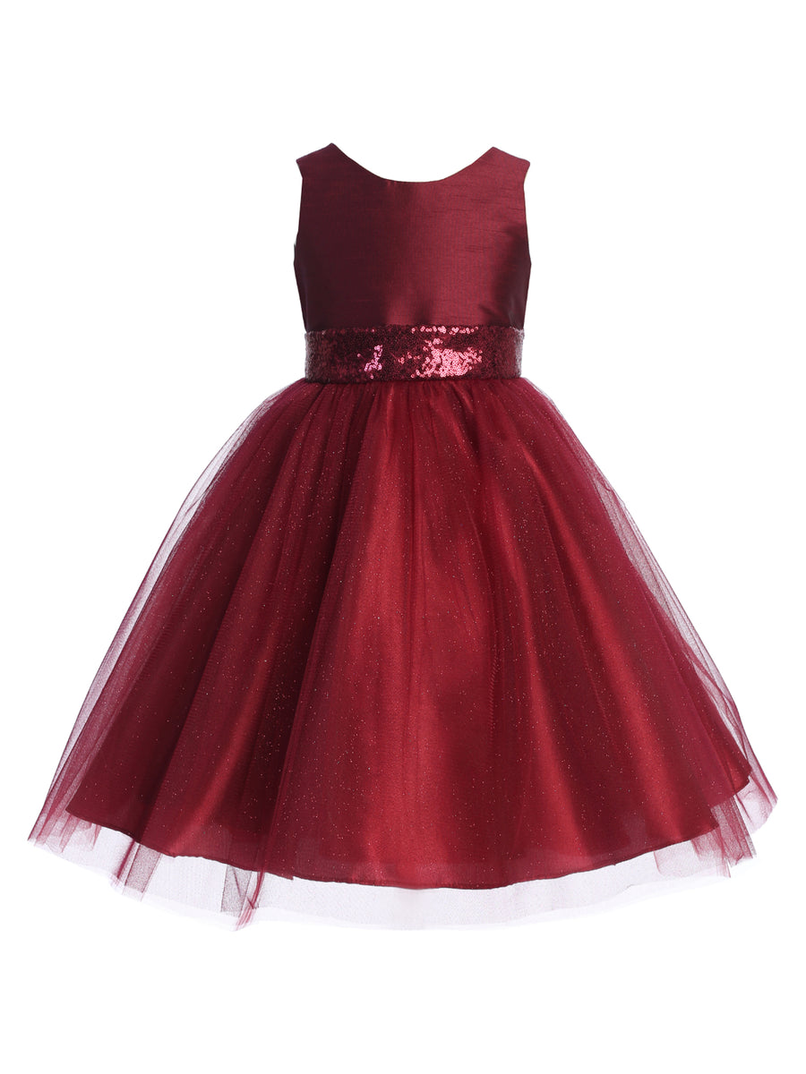 Große Mädchen Pailletten Glitzer Tüll Blumenmädchen Kleid, Größe 18.5