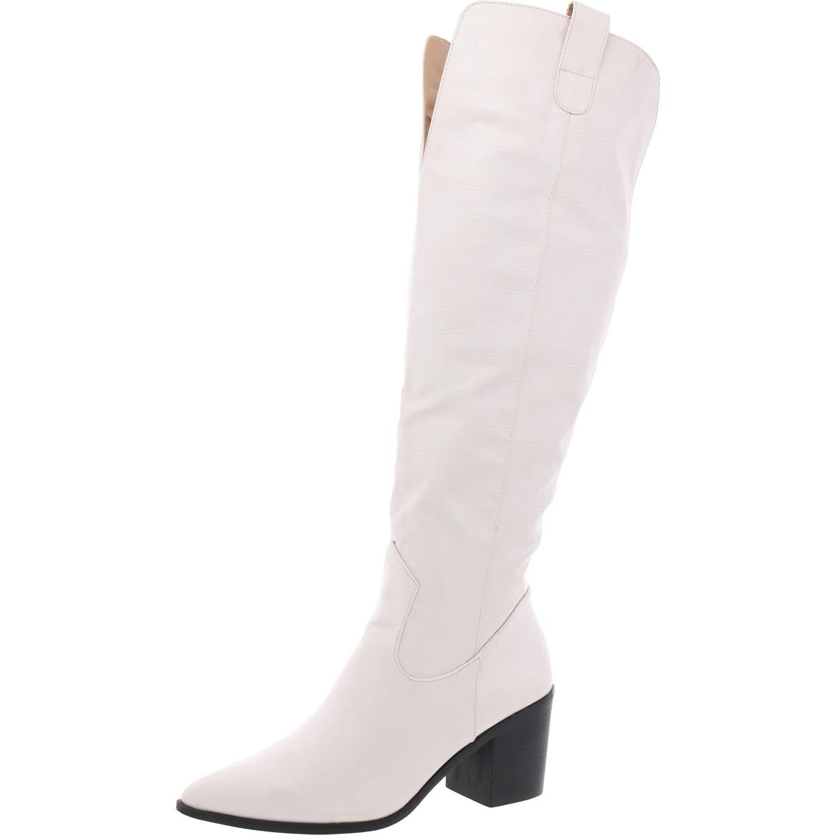 Block Heel Kniehohe Stiefel
