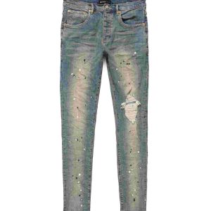 Mid Rise Destroy Paint Jeans