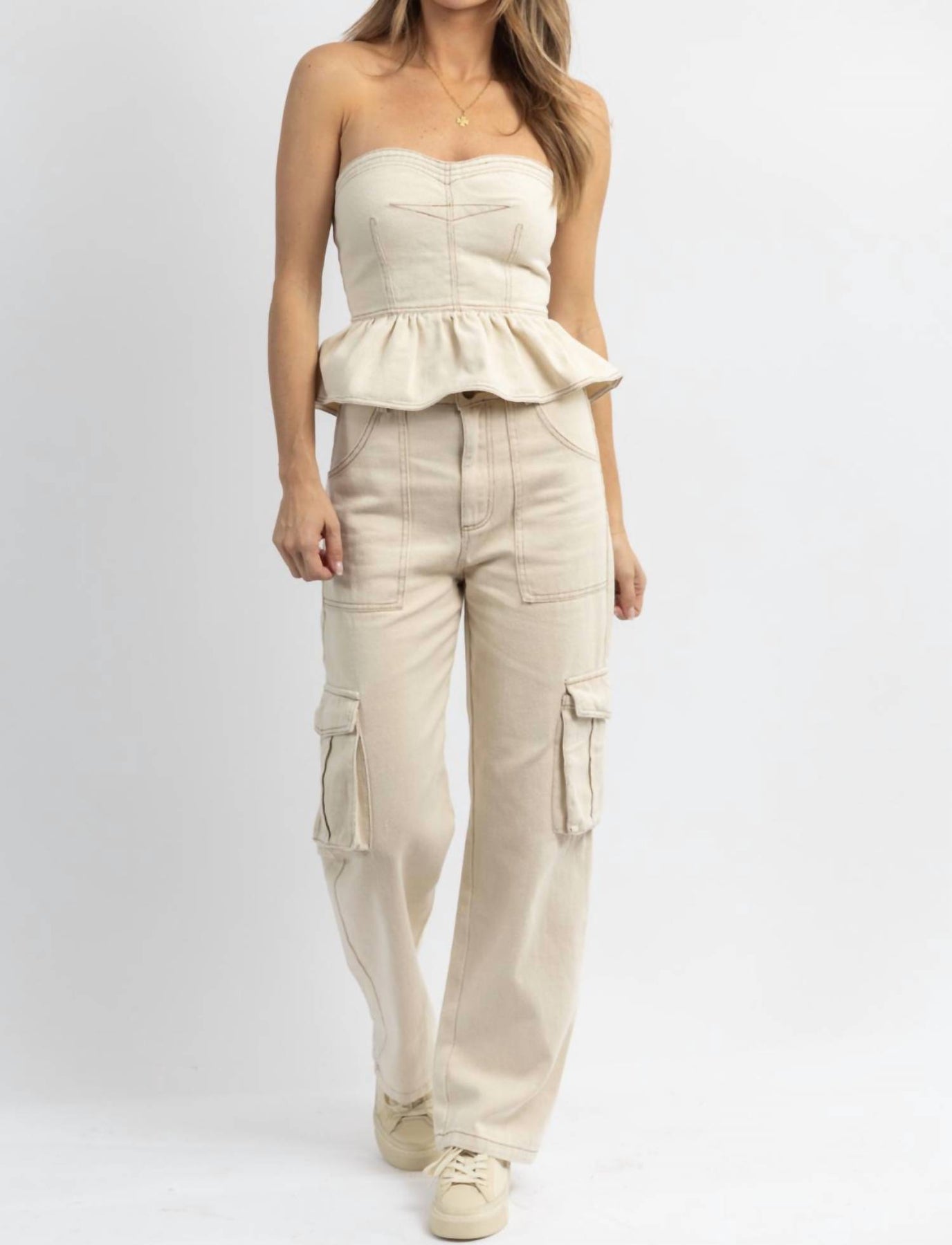 Tayla Cargo Set in Beige