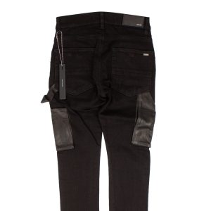 Arbeitshose aus schwarzem Denim-Leder