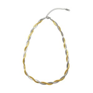 Tarnish Resistant 14k Gold überzogen verflochten Gold und Silber Herringbone Kette Halskette
